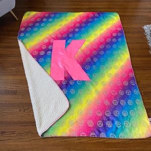 Justice Sherpa Rainbow Blanket/Throw, “K” Initial